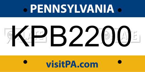 KPB2200 Pennsylvania License Plate