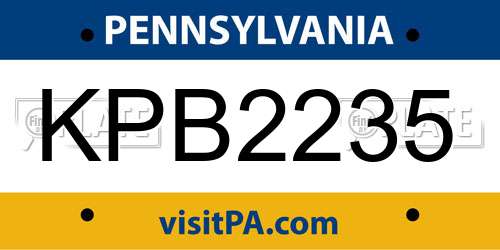 KPB2235 Pennsylvania License Plate