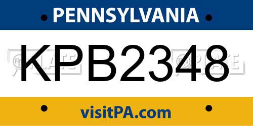 KPB2348 Pennsylvania License Plate