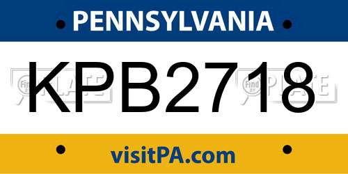 KPB2718 Pennsylvania License Plate