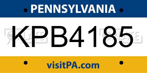 KPB4185 Pennsylvania License Plate