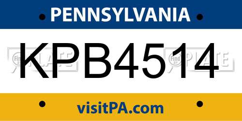 KPB4514 Pennsylvania License Plate
