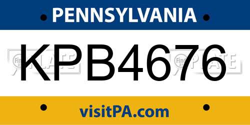 KPB4676 Pennsylvania License Plate