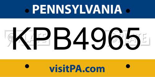 KPB4965 Pennsylvania License Plate