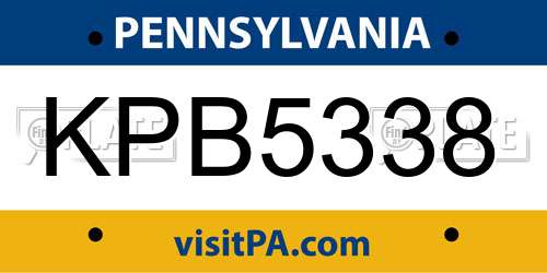 KPB5338 Pennsylvania License Plate