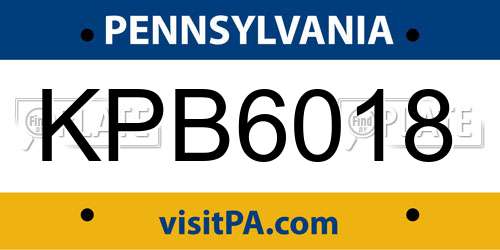 KPB6018 Pennsylvania License Plate