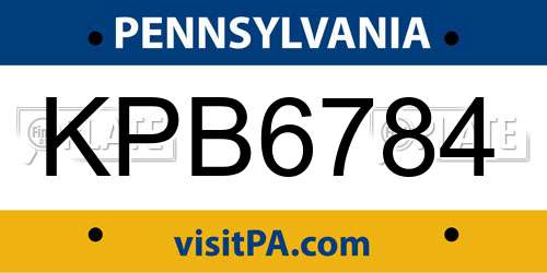 KPB6784 Pennsylvania License Plate