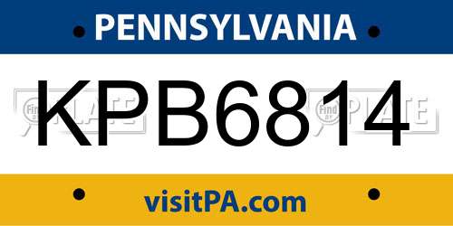 KPB6814 Pennsylvania License Plate