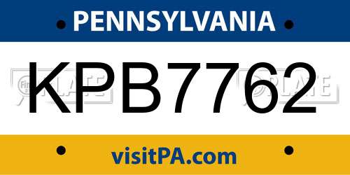 KPB7762 Pennsylvania License Plate