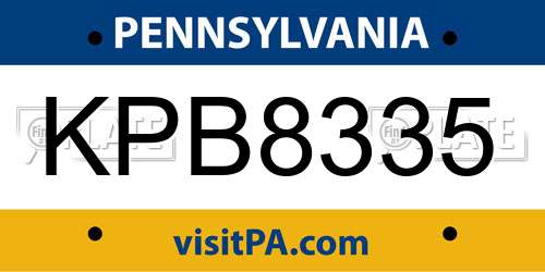 KPB8335 Pennsylvania License Plate