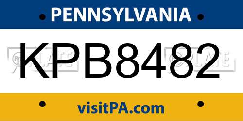 KPB8482 Pennsylvania License Plate