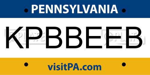 KPBBEEB Pennsylvania License Plate