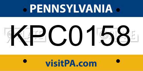 KPC0158 Pennsylvania License Plate