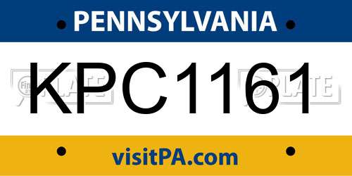 KPC1161 Pennsylvania License Plate