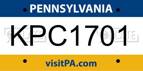 KPC1701 Pennsylvania License Plate