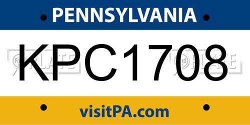 KPC1708 Pennsylvania License Plate