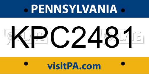 KPC2481 Pennsylvania License Plate