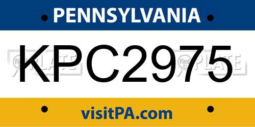 KPC2975 Pennsylvania License Plate