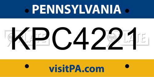 KPC4221 Pennsylvania License Plate