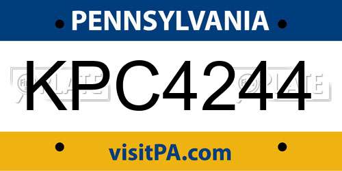 KPC4244 Pennsylvania License Plate