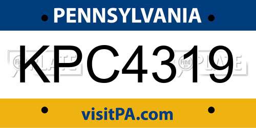 KPC4319 Pennsylvania License Plate