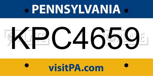 KPC4659 Pennsylvania License Plate