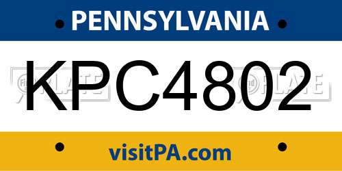 KPC4802 Pennsylvania License Plate