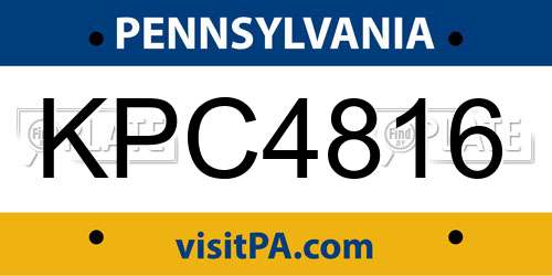 KPC4816 Pennsylvania License Plate