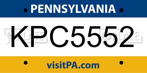 KPC5552 Pennsylvania License Plate