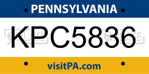 KPC5836 Pennsylvania License Plate