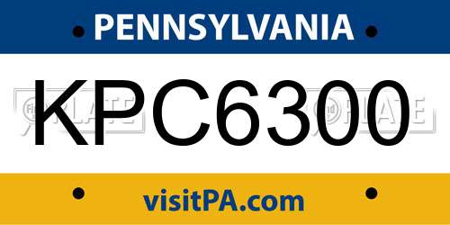 KPC6300 Pennsylvania License Plate