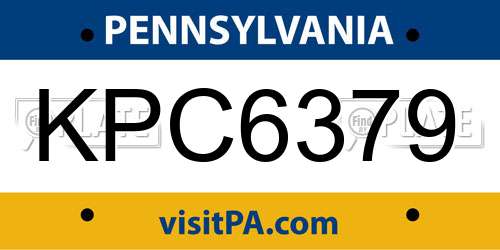 KPC6379 Pennsylvania License Plate