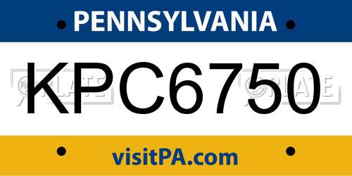 KPC6750 Pennsylvania License Plate