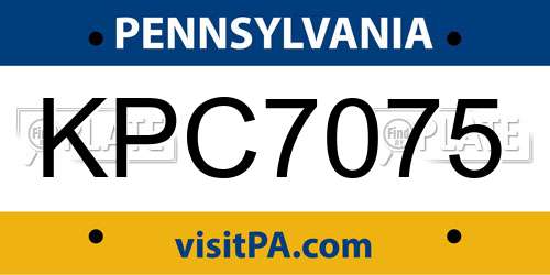 KPC7075 Pennsylvania License Plate