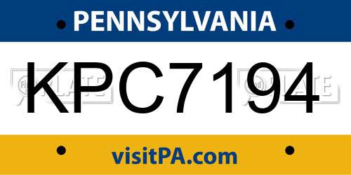 KPC7194 Pennsylvania License Plate