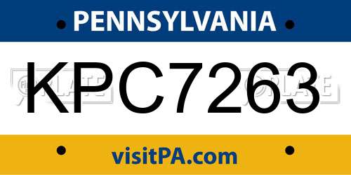 KPC7263 Pennsylvania License Plate