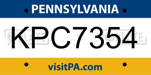 KPC7354 Pennsylvania License Plate