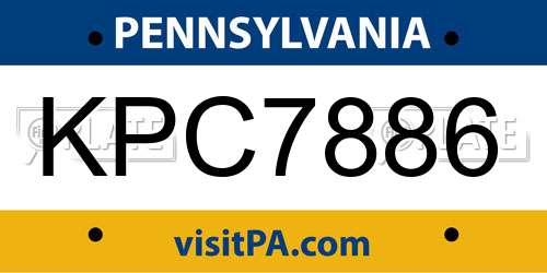 KPC7886 Pennsylvania License Plate