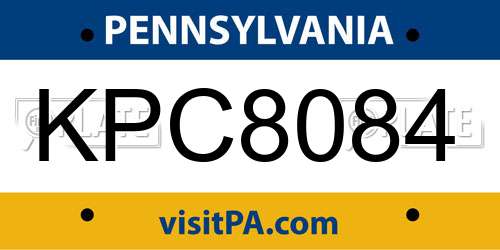 KPC8084 Pennsylvania License Plate