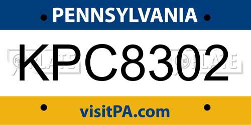KPC8302 Pennsylvania License Plate