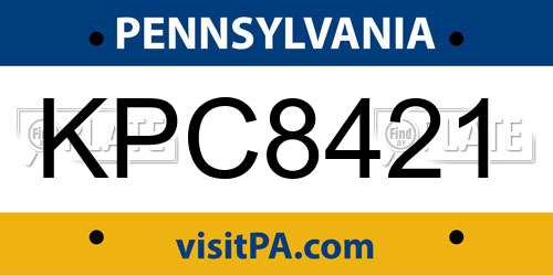 KPC8421 Pennsylvania License Plate