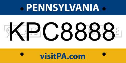 KPC8888 Pennsylvania License Plate
