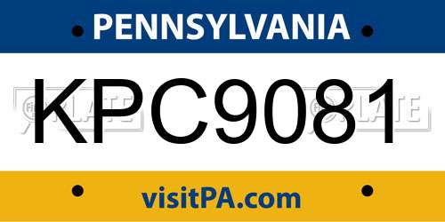 KPC9081 Pennsylvania License Plate