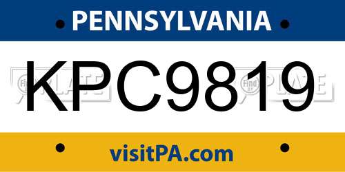 KPC9819 Pennsylvania License Plate