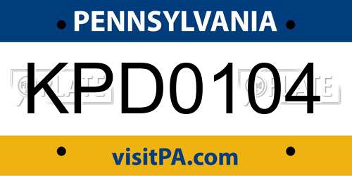 KPD0104 Pennsylvania License Plate