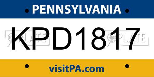 KPD1817 Pennsylvania License Plate