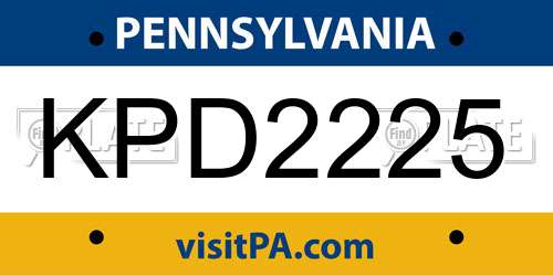 KPD2225 Pennsylvania License Plate