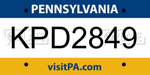 KPD2849 Pennsylvania License Plate
