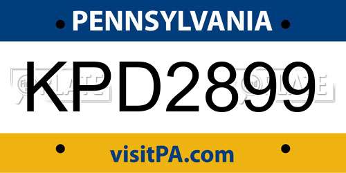 KPD2899 Pennsylvania License Plate