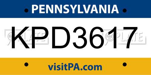 KPD3617 Pennsylvania License Plate
